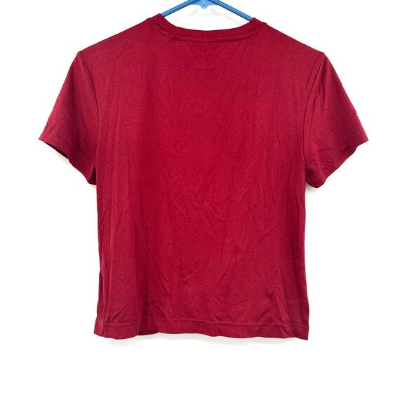 Adidas‎ Size XS Short Sleeve Athletic Top Red Adidas Logo White Tie Knot Front - Picture 2 of 4